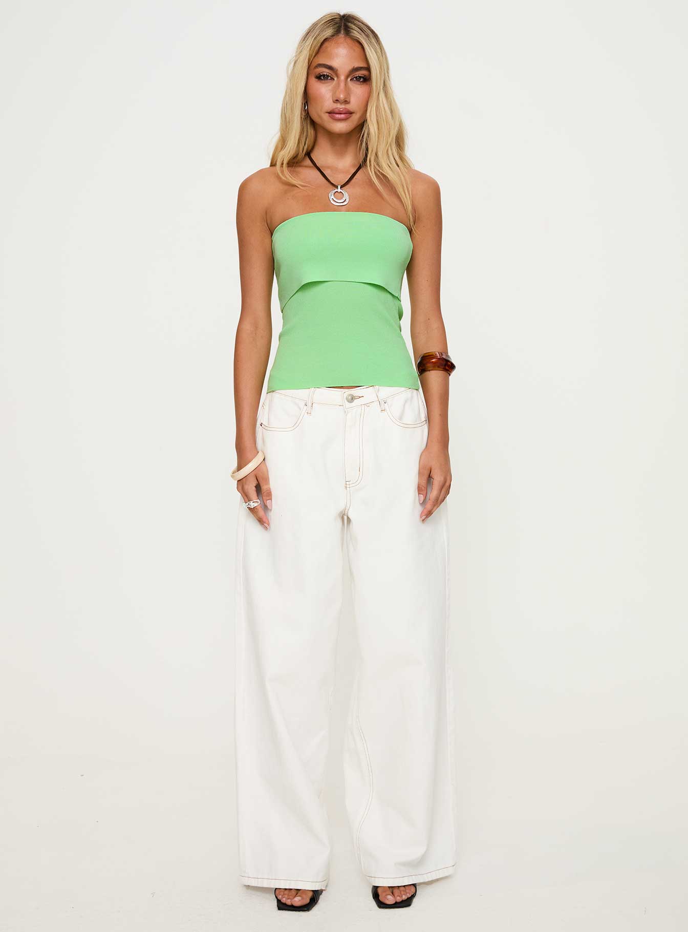 Daqiuri Strapless Foldover Top Green