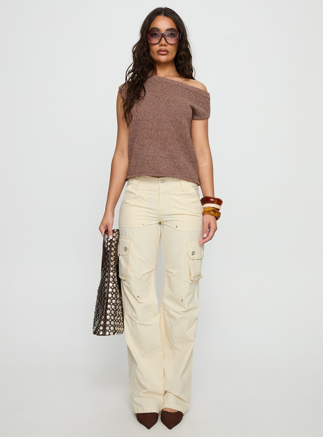 Ashfield Off Shoulder Top Brown