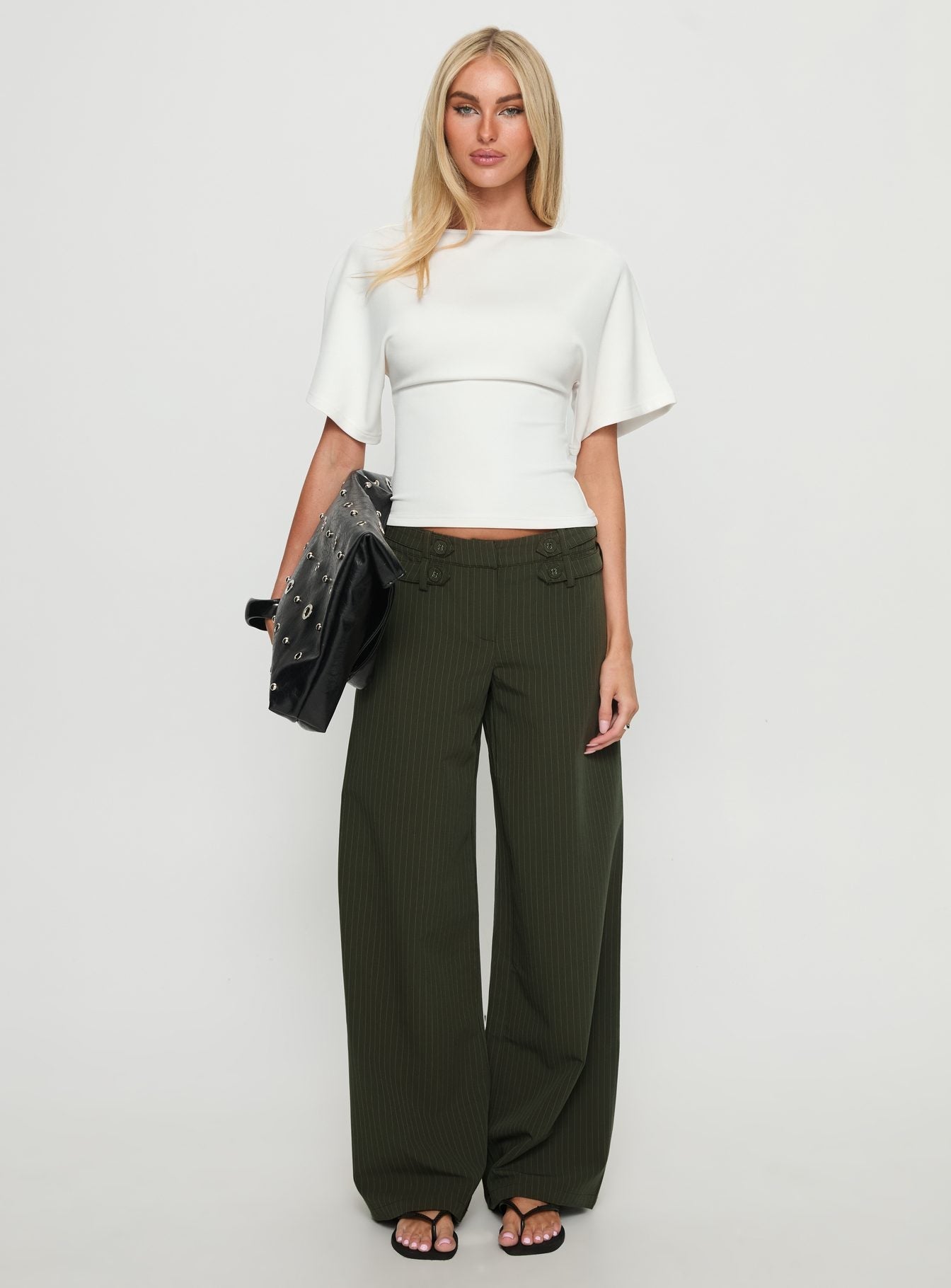 Arazia Cinched Short Sleeve Top White