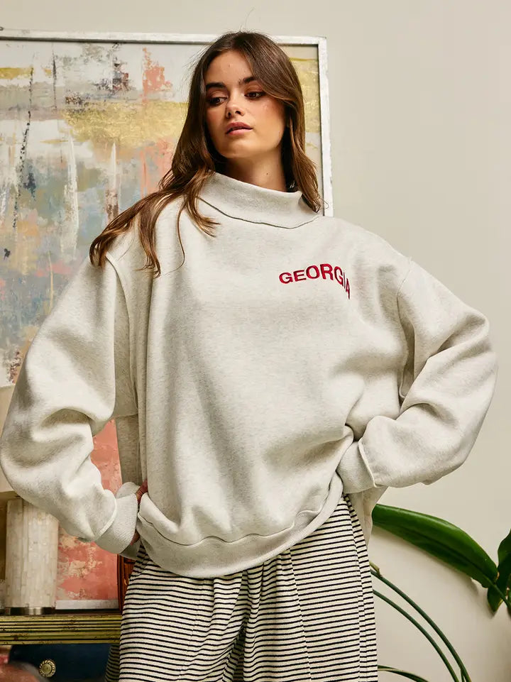 Georgia Embroidered Mock Neck