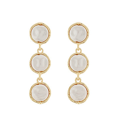 Coin Pearl 3 Drop Earrings