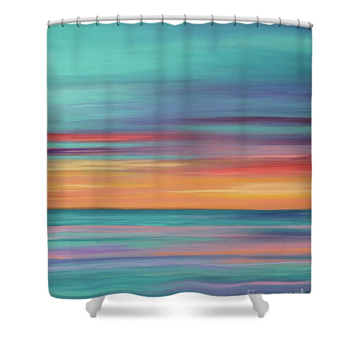 Abundance blue and orange ocean sunset - Shower Curtain