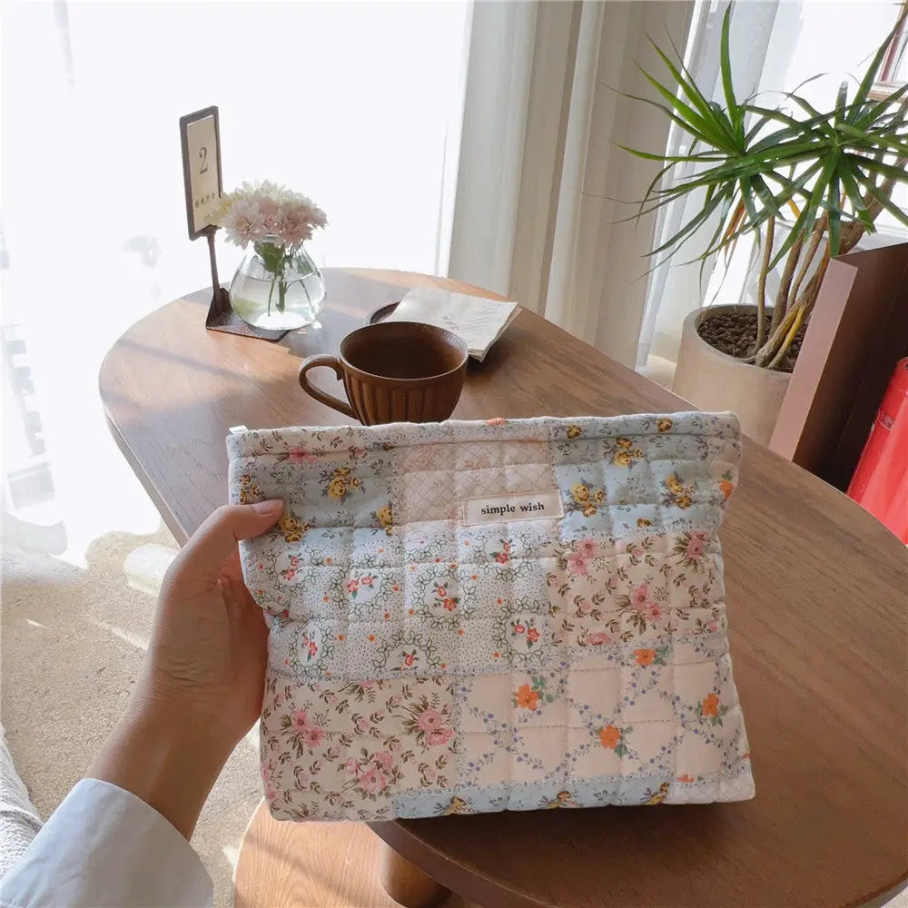 Flower Print Padded Make Up Bag