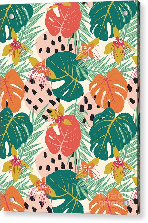 Jungle Floral Pattern - Acrylic Print