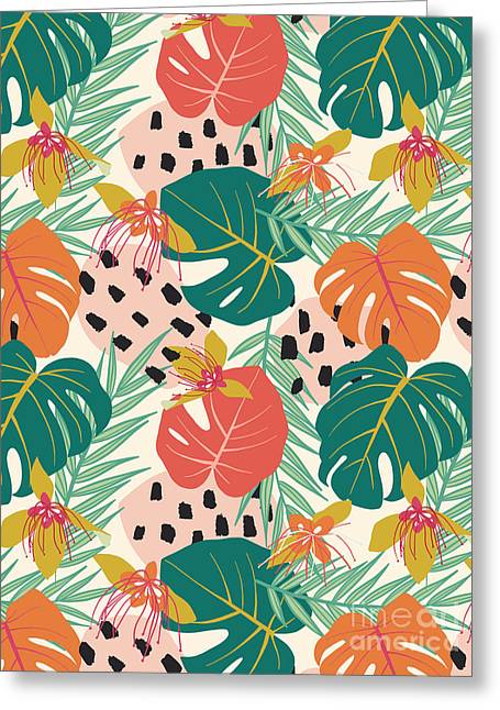 Jungle Floral Pattern - Greeting Card