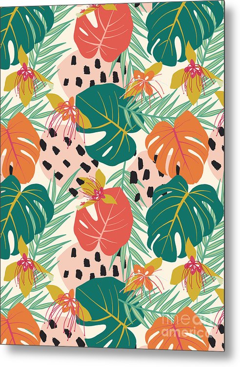 Jungle Floral Pattern - Metal Print