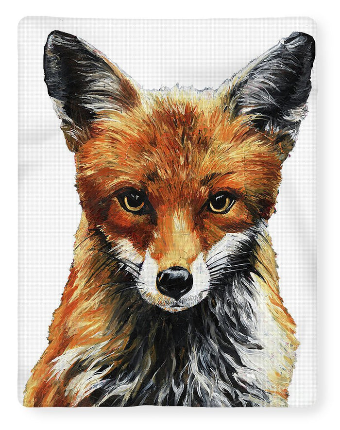 Mrs. Fox Oil Painting with White Background - Blanket