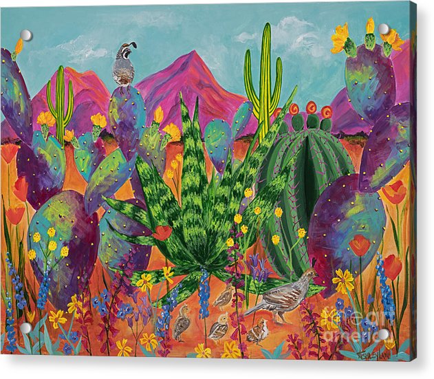 Quail Family Outing - Acrylic Print