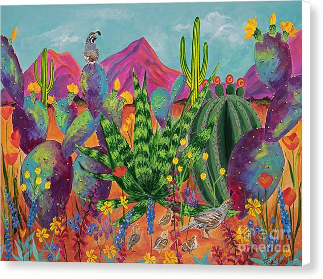 Quail Family Outing - Canvas Print