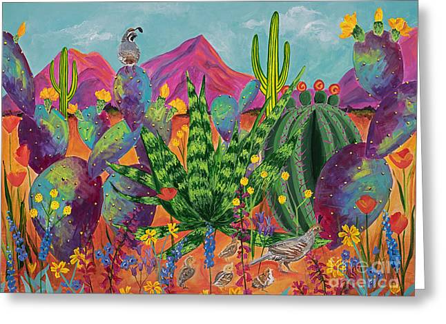 Quail Family Outing - Greeting Card
