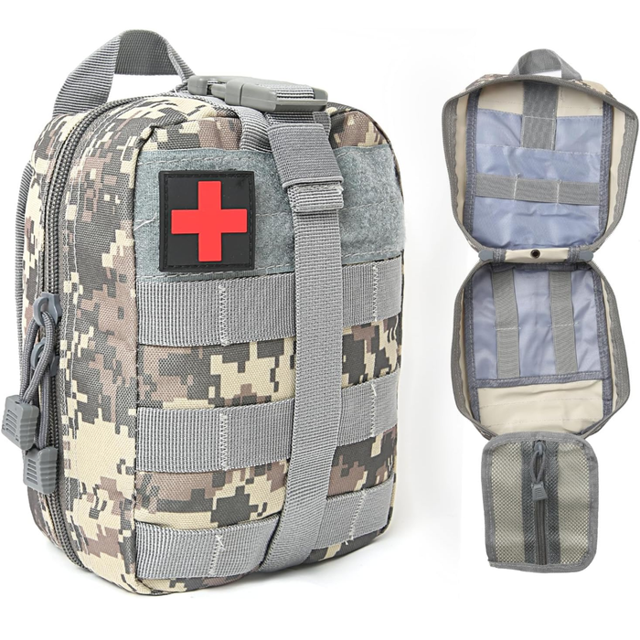 Survival Gear First Aid Kit with Molle System Compatible Bag