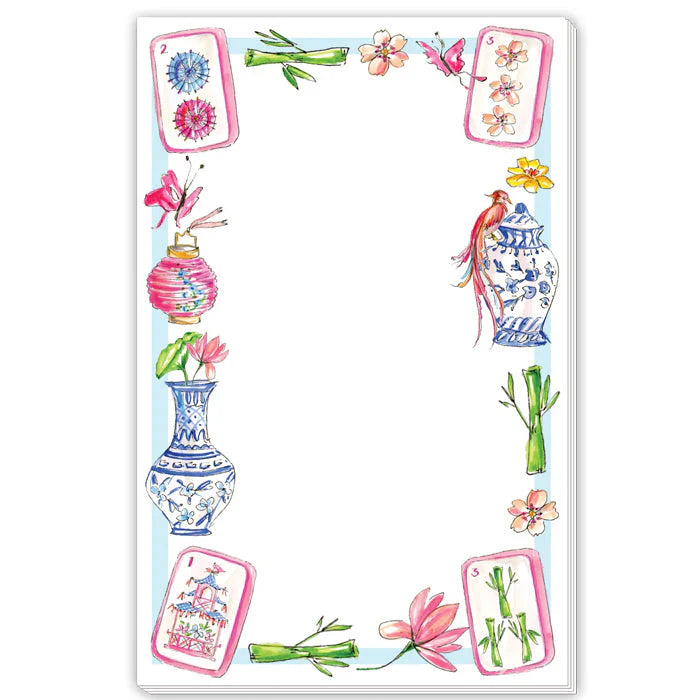 Hand Painted Mahjong Icons Border Large Notepad