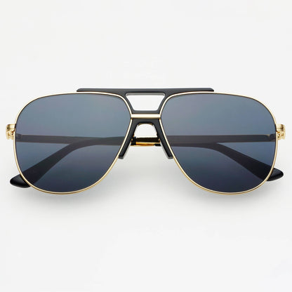 Logan Acetate Aviator Sunglasses - Black | Grey