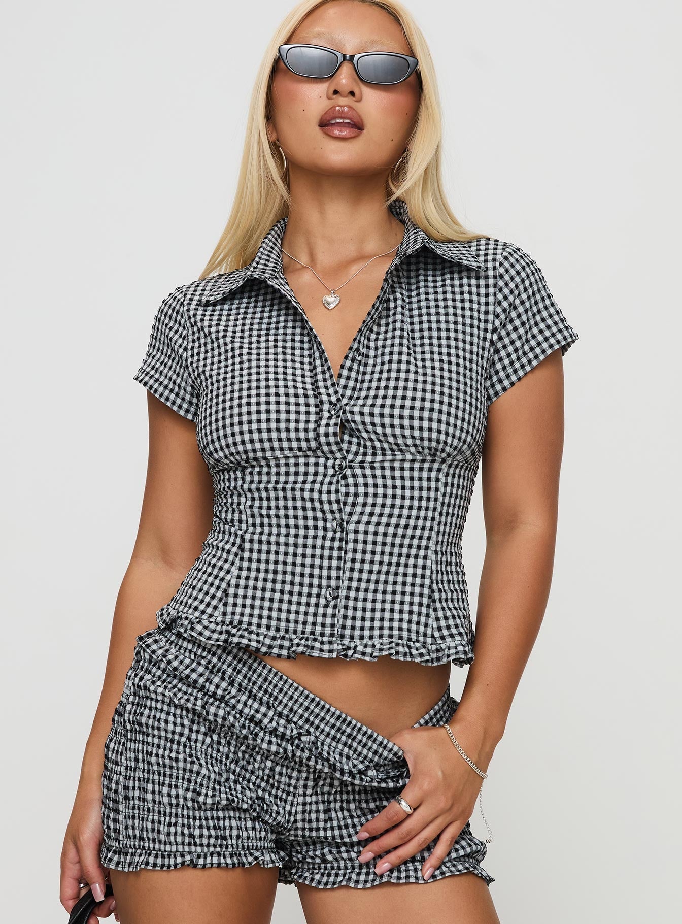 Covey Shirred Puff Sleeve Top Multi Petite