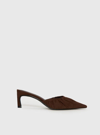 Admiration Pointed Toe Faux Suede Heels Brown