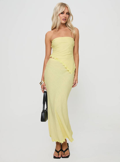 Sunburst Strapless Top Yellow