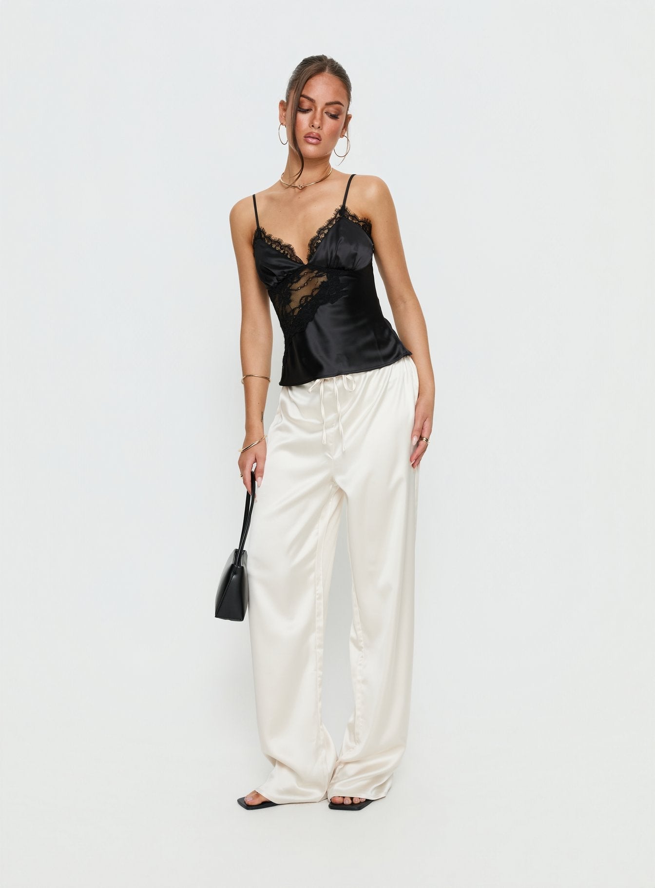 Annamari Lace Satin Cami Top Black
