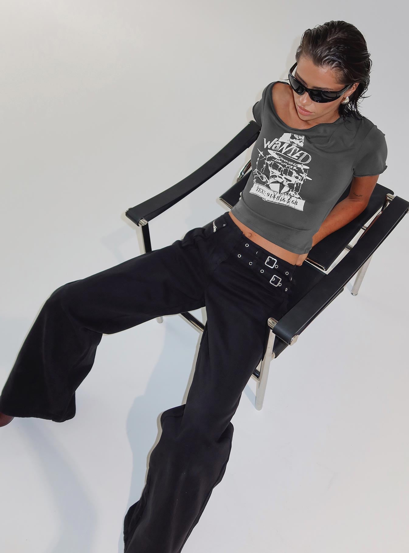 Star Wanted Asymmetrical Tee Grey