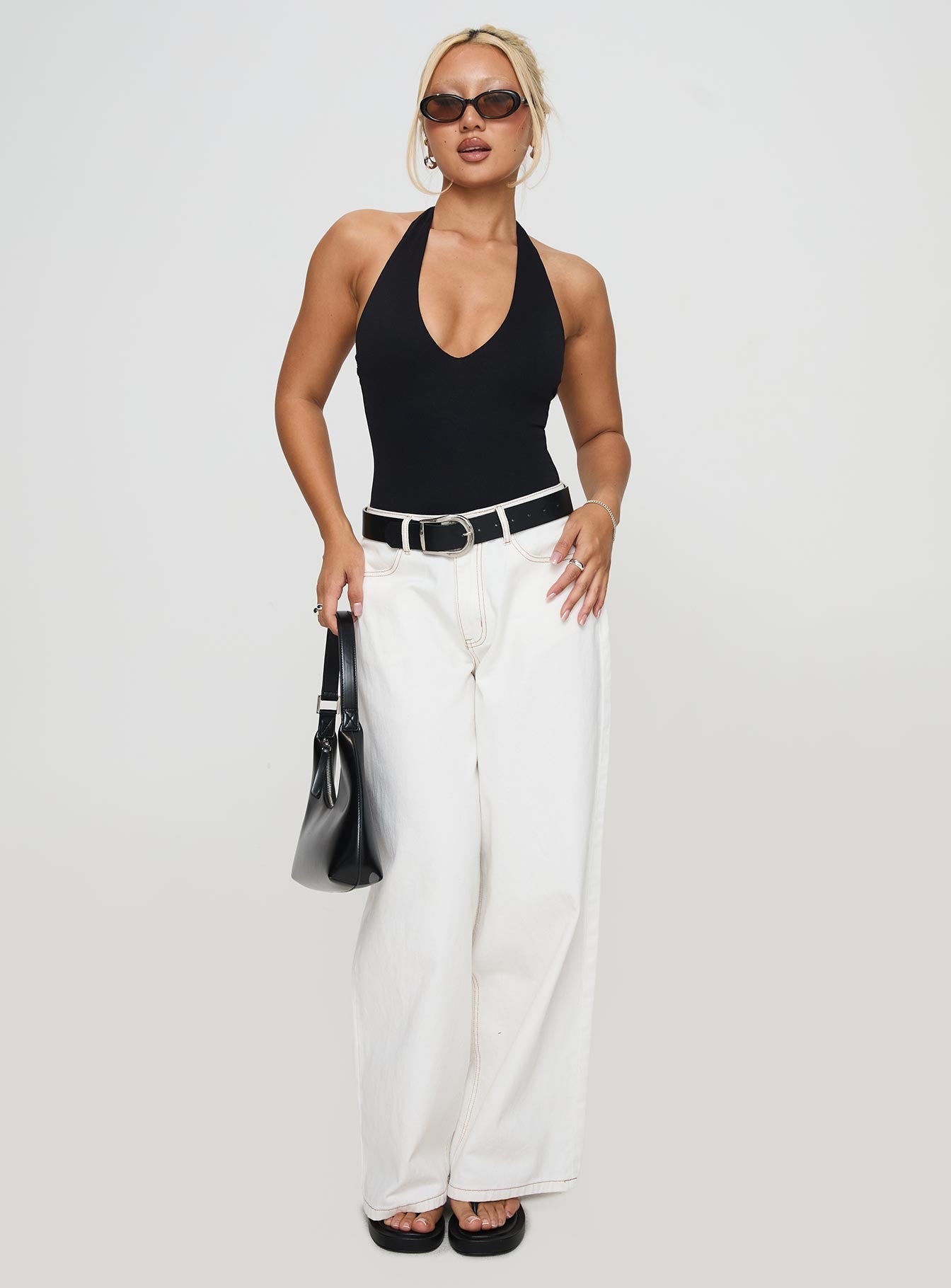 Someone New Halter Bodysuit Black Tall