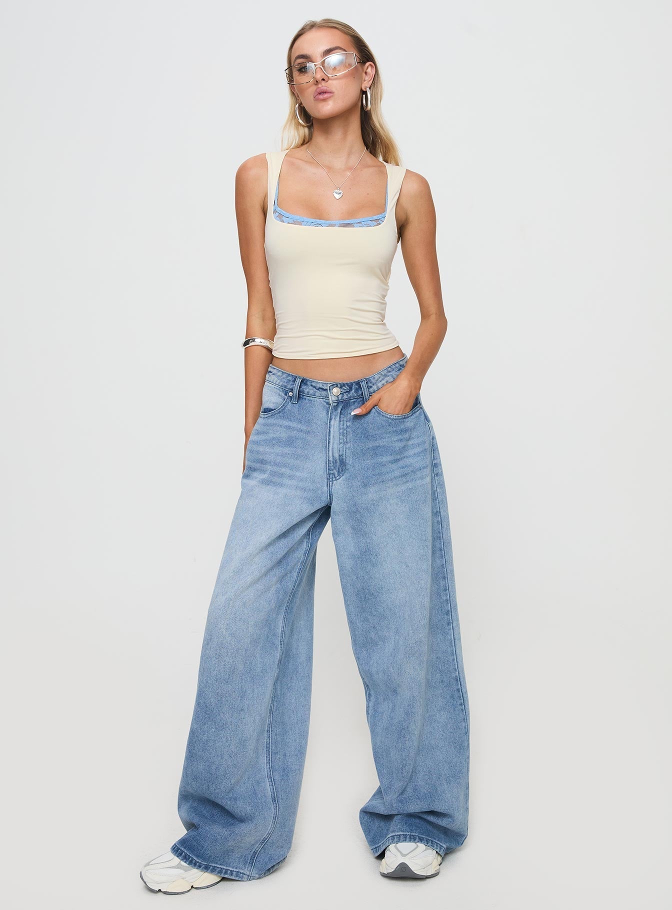 Back In Time Top Cream / Blue