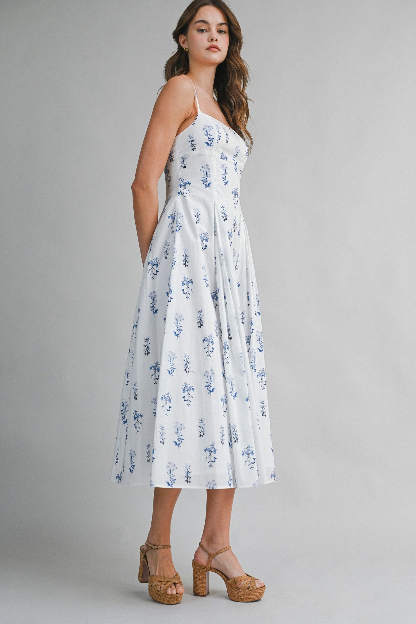 Brielle Meadow Strap Midi Dress