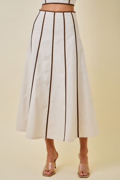 Chloe Contrast Piped Midi Skirt