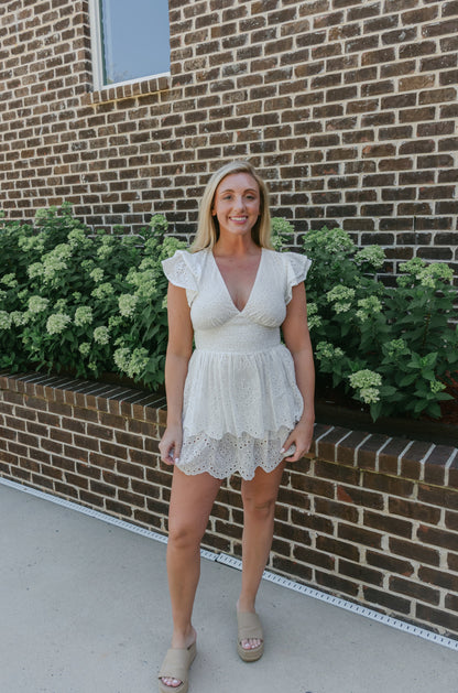 Denisse Smocked Waist Romper Dress