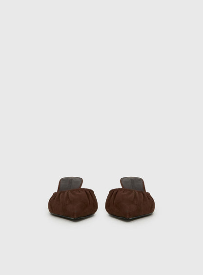 Admiration Pointed Toe Faux Suede Heels Brown