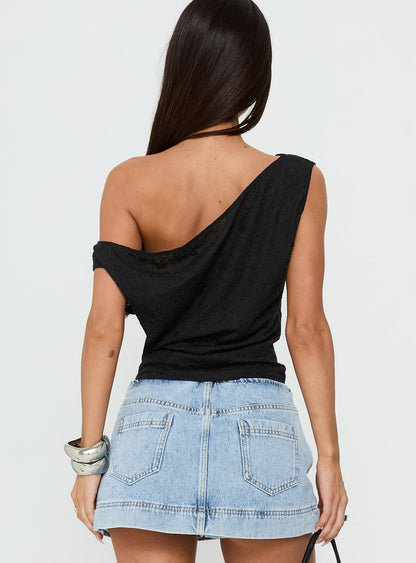 Orvielle Lace Off Shoulder Top Black