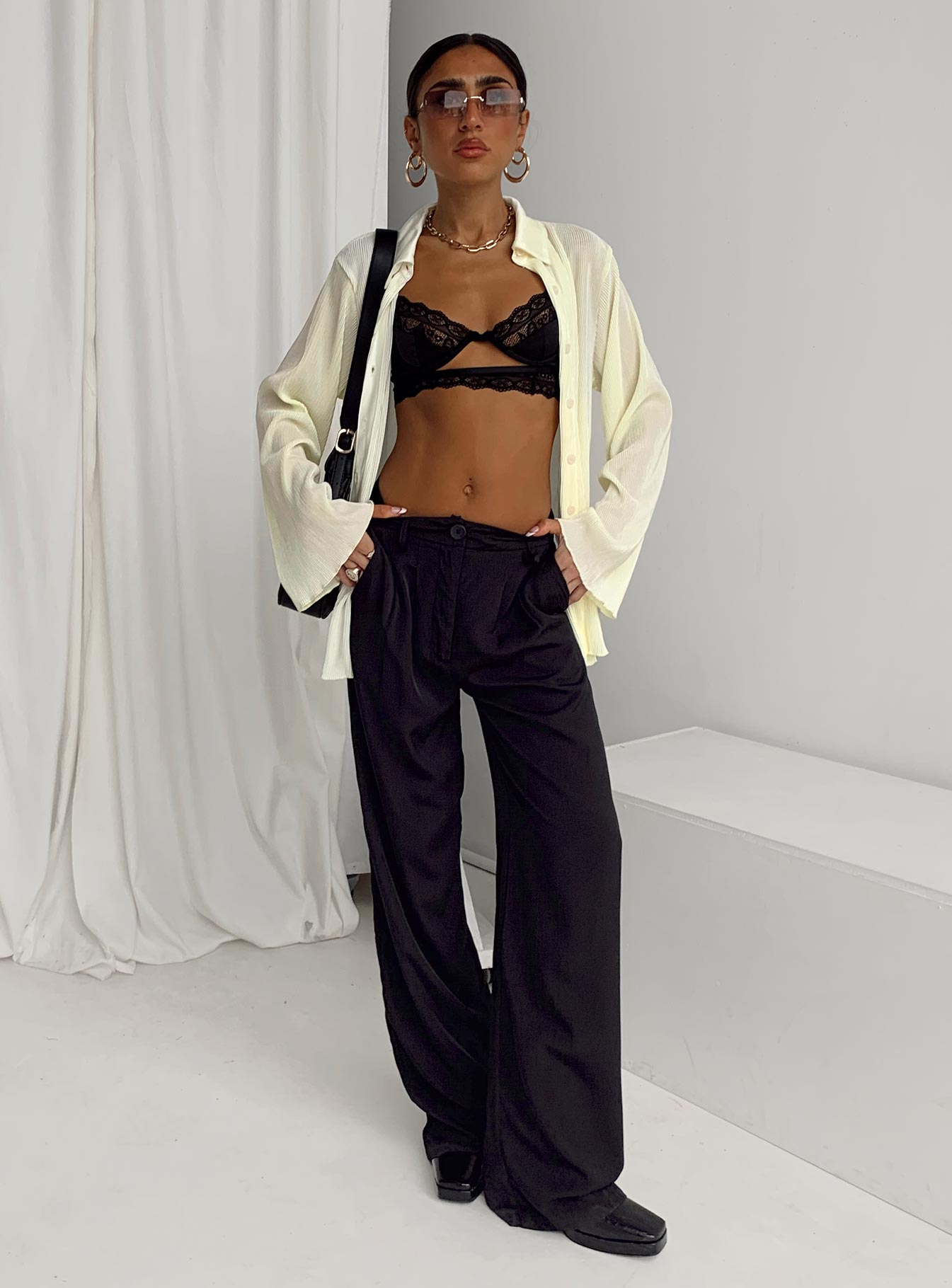 Taina Pleated Shirt Cream