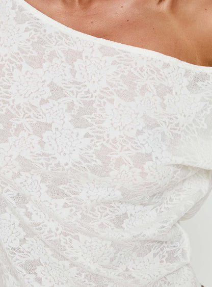 Orvielle Lace Off Shoulder Top Cream