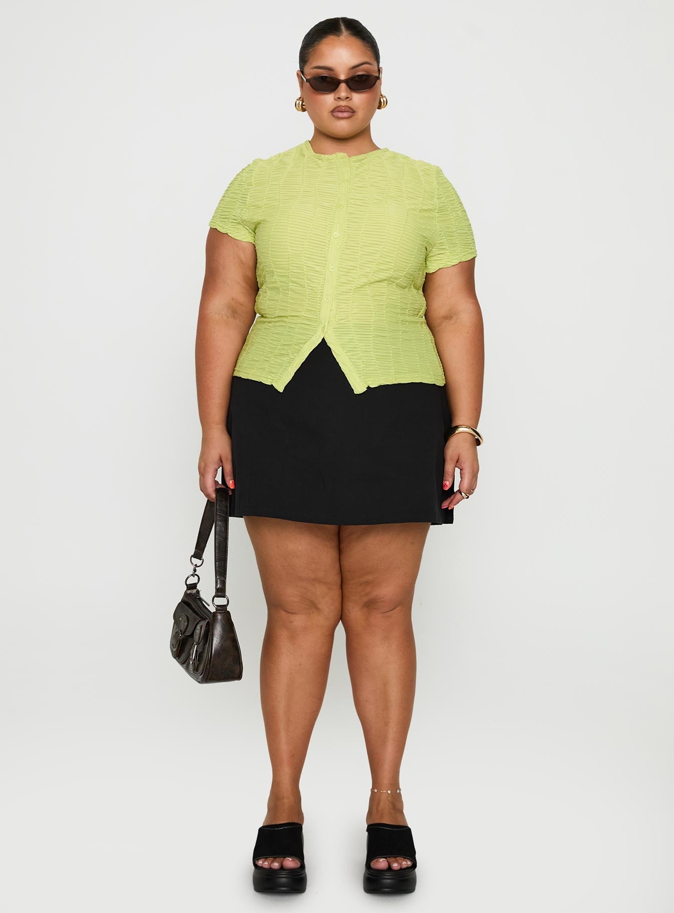 Suzu Textured Top Green Curve
