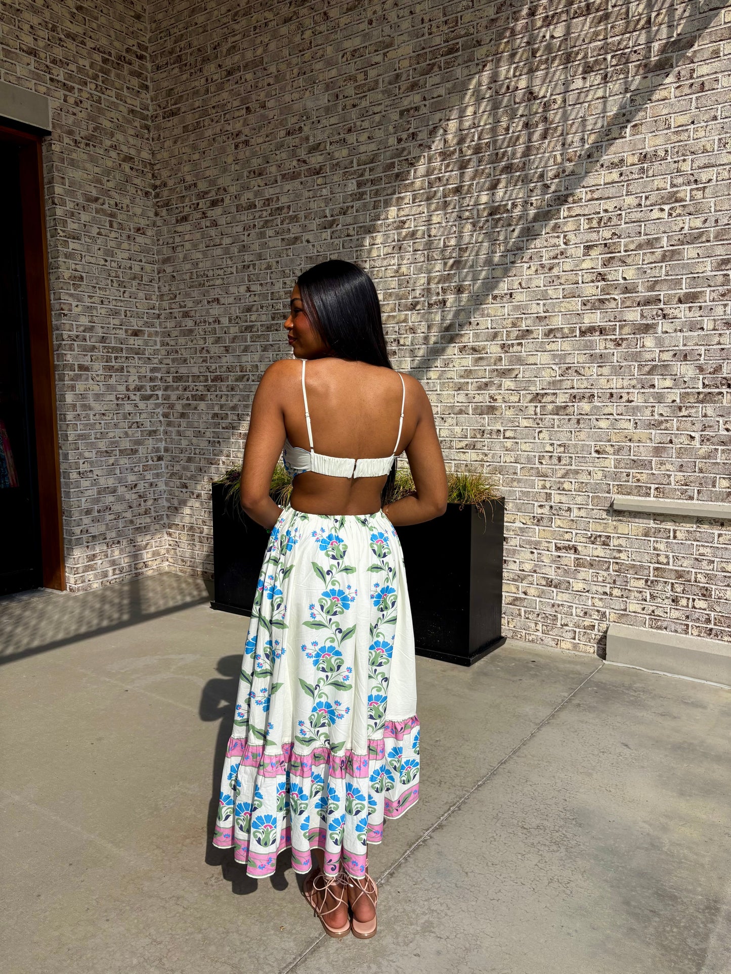 Jasper Floral Block Print Midi Dress