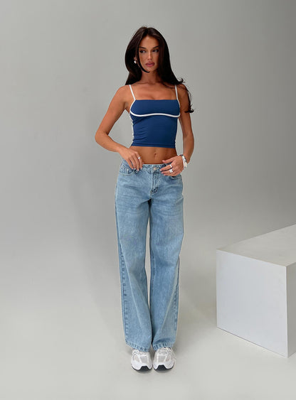 Maidenwell Contrast Top Blue