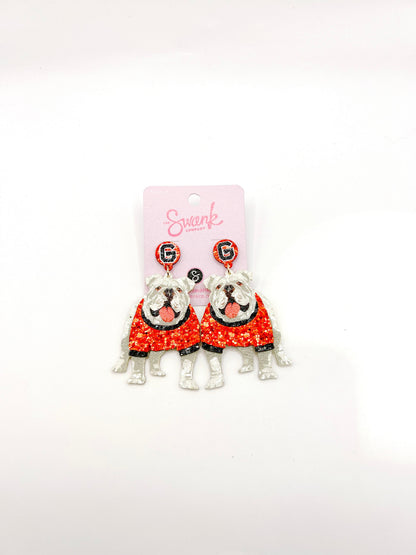 Georgia Bulldog Glitter Earrings