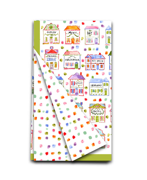 Double Sided Spice Village Tea Towel