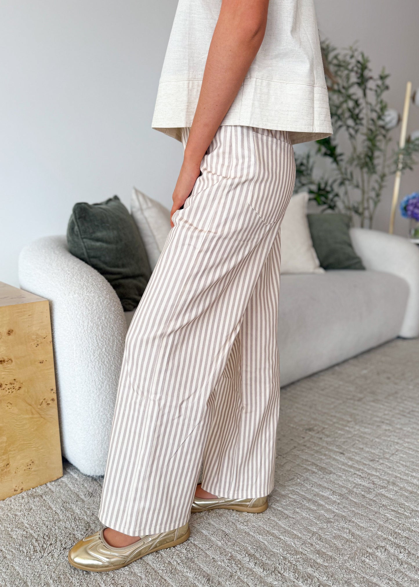 Marie Stripe Pull-On Trousers