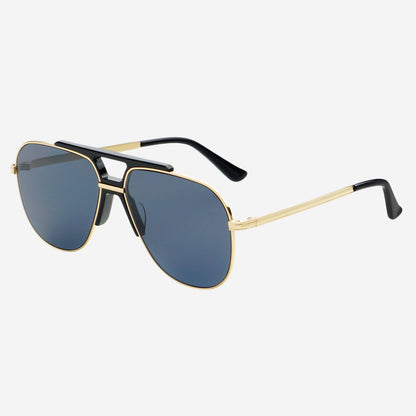 Logan Acetate Aviator Sunglasses - Black | Grey