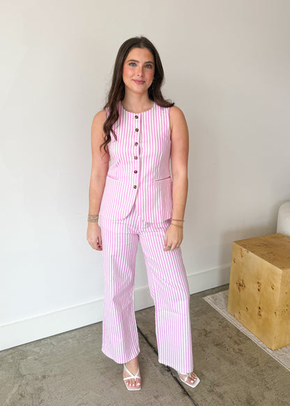 Blythe Buttoned Stripe Vest Top