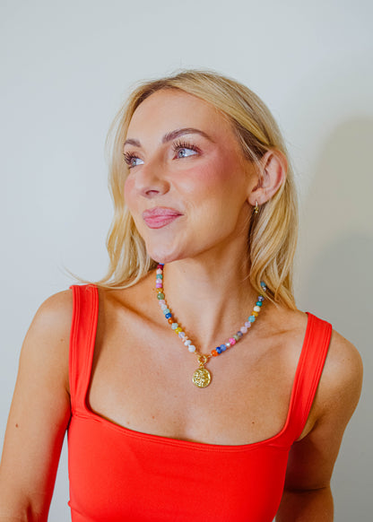 Butterfly Pendant Beaded Necklace