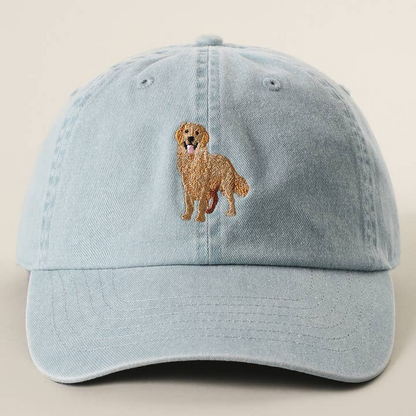 Golden Retriever Embroidered Pigment Dyed Baseball Cap
