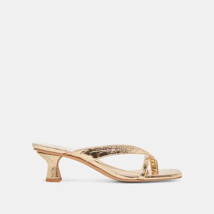 Brevel Heels Gold Distressed Leather