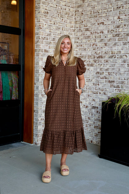 Holland Puff Sleeve Midi Dress