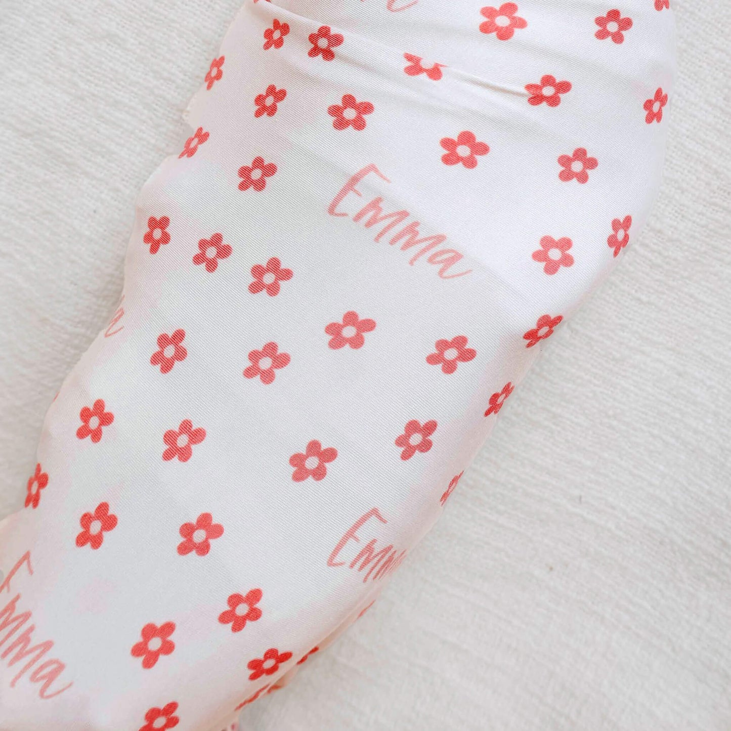 Personalized Baby Name Swaddle Blanket - Cream Daisy