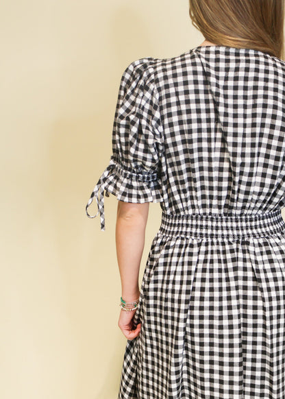 Darcy Gingham Eyelet Midi Dress