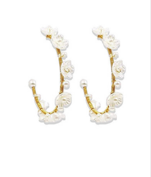 Floral Detailed Hoops