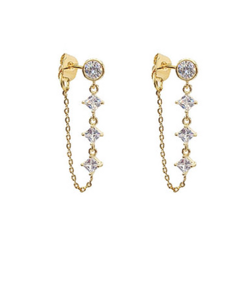 Gemstone Chain Drop Earrings