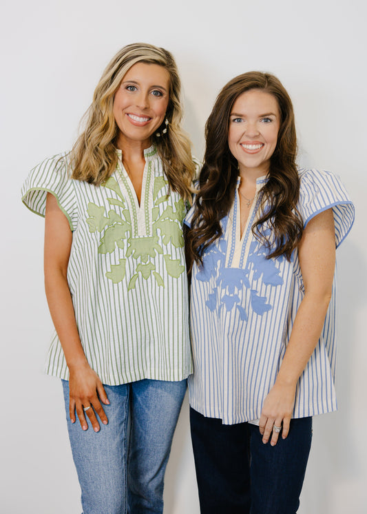 Lacey V-Neck Stripe Top