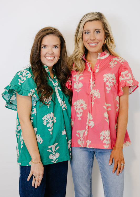 Hallie Floral Ruffle Sleeve Top