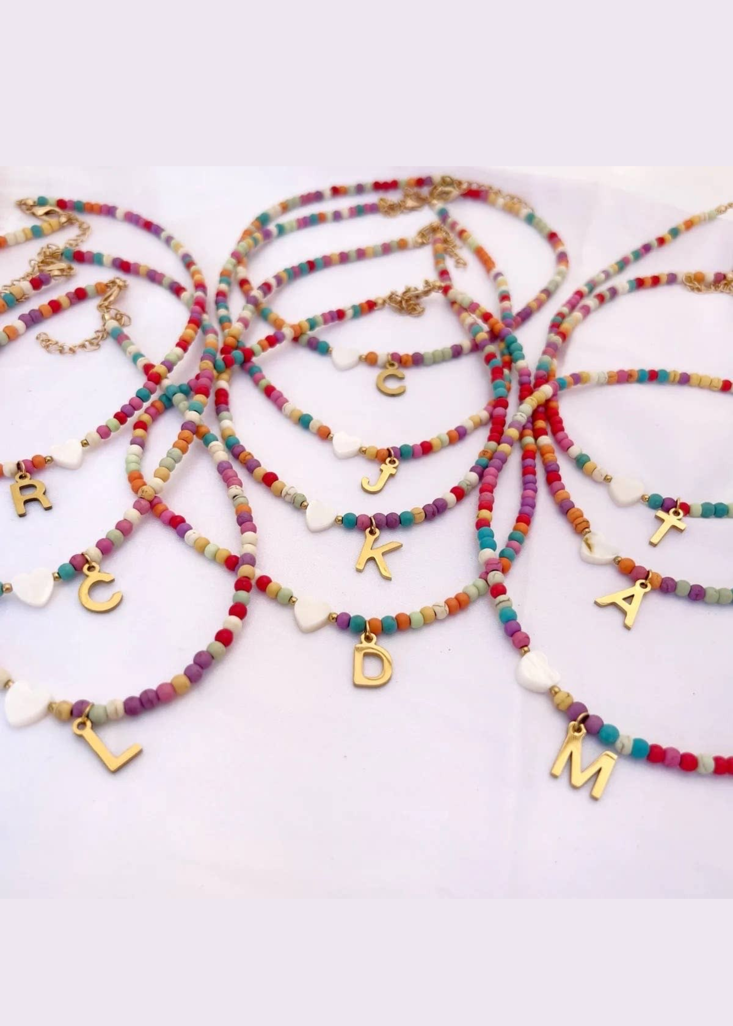 Beaded Initial Pendant Necklace
